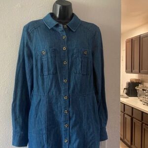 Elegant Blue Denim Maxi Dress